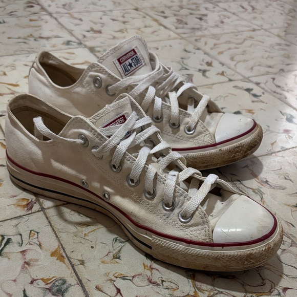 Converse All Star Cream Sneakers with Red Trim - Picture 9 of 9